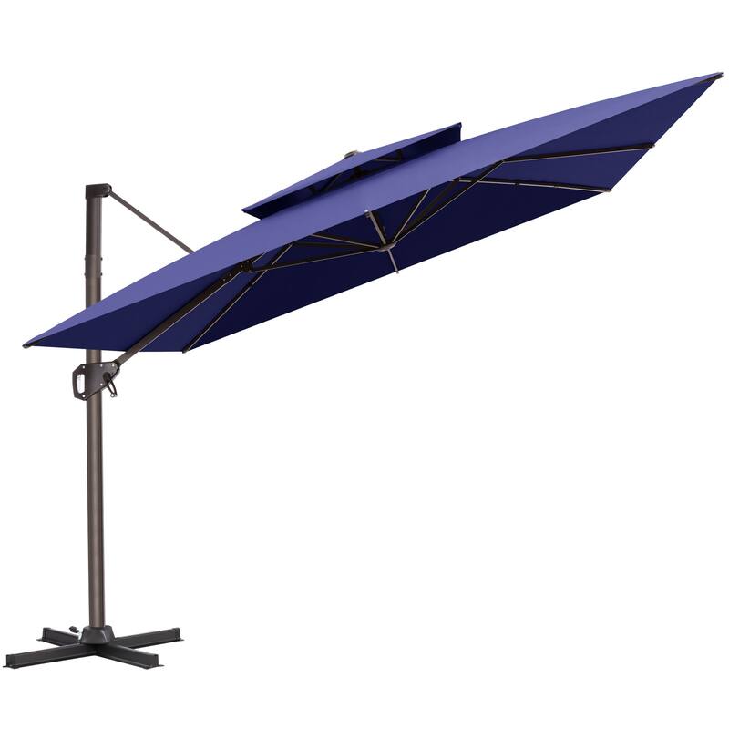 Outdoor 10FT Square Adjustable Offset Cantilever Patio Umbrella