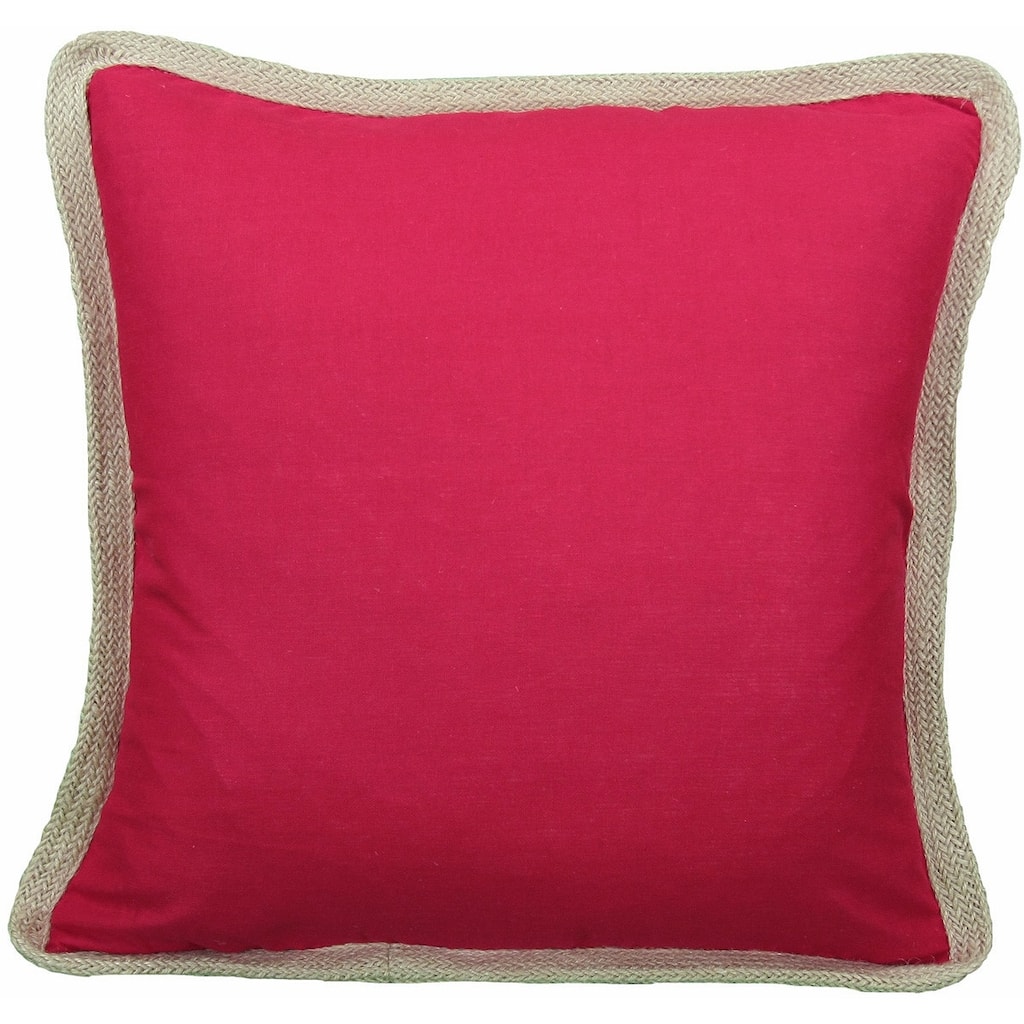 20"x20" Red and Beige Linen Blend Zippered Pillow