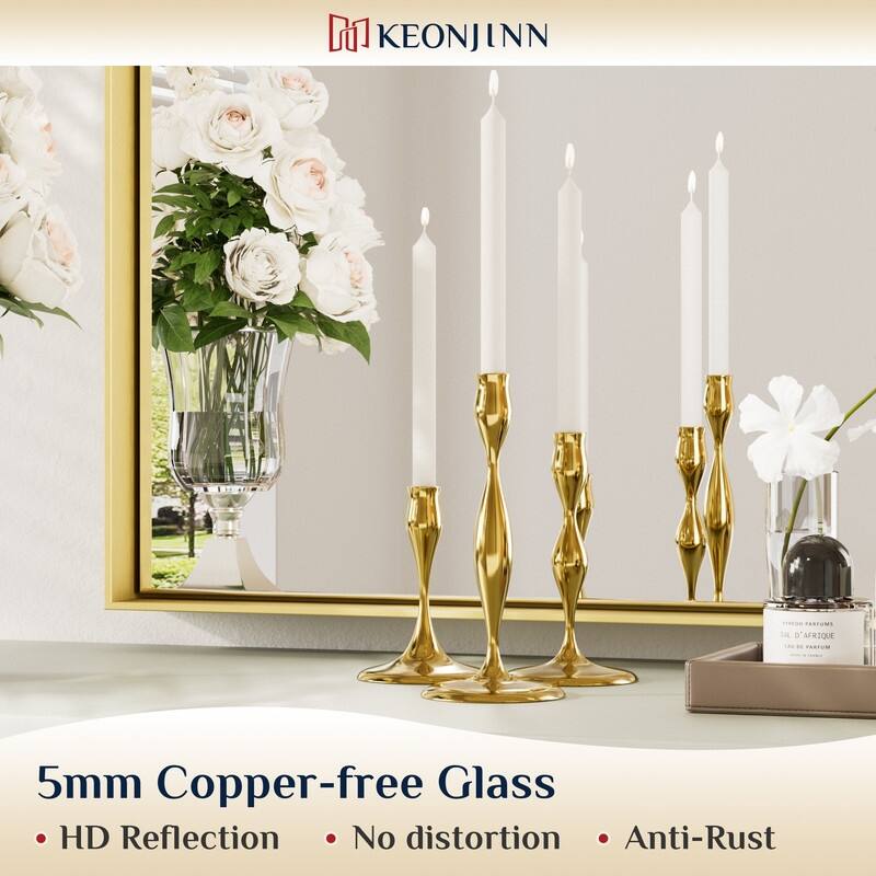 Keonjinn Aluminum Framed Wall Mount Bathroom Vanity Mirror