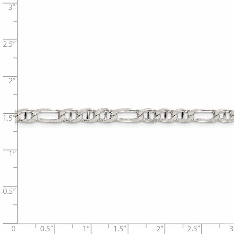 Curata 925 Sterling Silver Italian 4.5mm Figaro Mariner Anchor Chain Necklace For Men