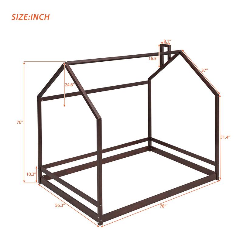 Full House Bed with Roof Design, Safe and Fun Sleeping Space for Kids
