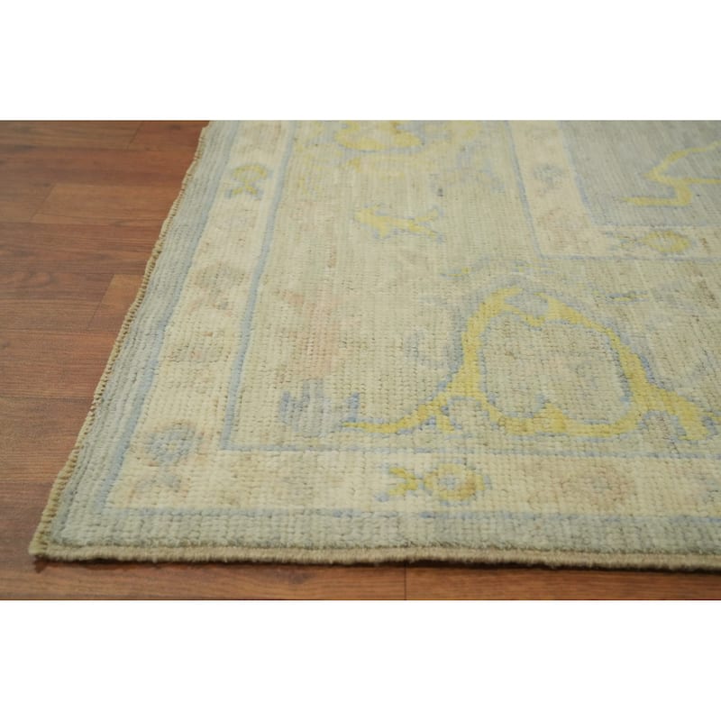 Vegetable Dye Wool Oushak Turkish Area Rug, Floral Geometric Carpet - 10' 1'' X 8' 3''