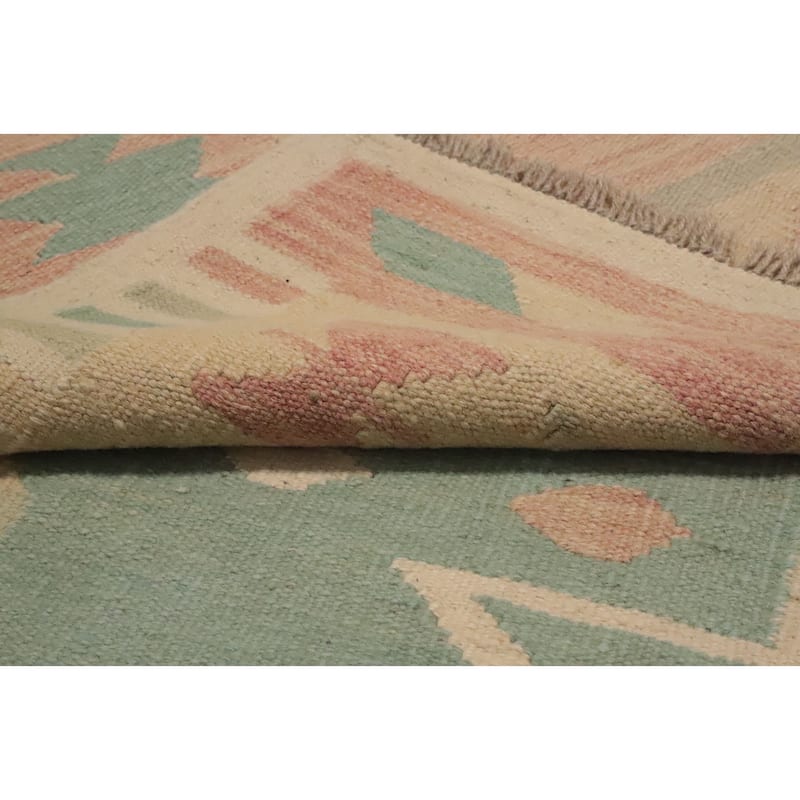 Hand Woven Oriental 100% Wool Carpet Southwestern Tribal Navy Blue & Blues Kilim Area Rug - 9' 9'' X 6' 5''