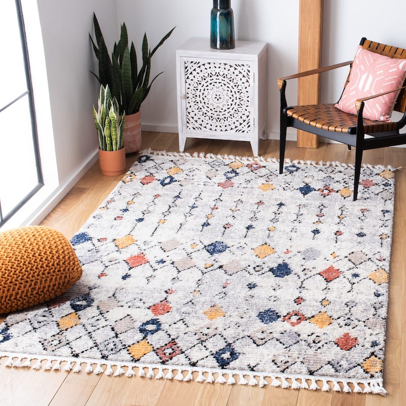 SAFAVIEH Morocco Imelda Boho Tassel Rug - 9' x 12' - Grey/Gold