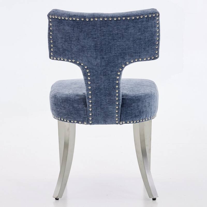 Farmhouse Fabric Upholstered Accent Chair Curved Backrest with Copper Nails around
