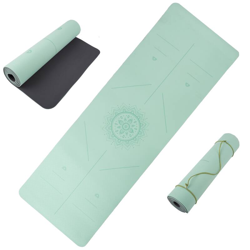 Yoga Mat with Alignment Marks - Lightweight Exercise Mat with Carry Strap for Home Workout or Travel by Wakeman Outdoors
