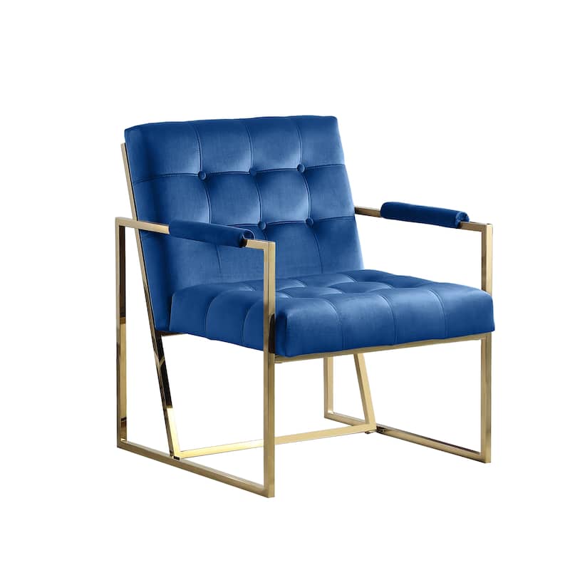 Morden Fort Accent Chair, Modern Armchair with Golden Metal Frame - Blue