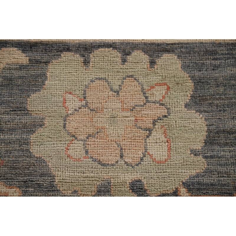 Floral Red Oushak Turkish Area Rug Hand-knotted Wool Carpet - 8'11" x 11'10"