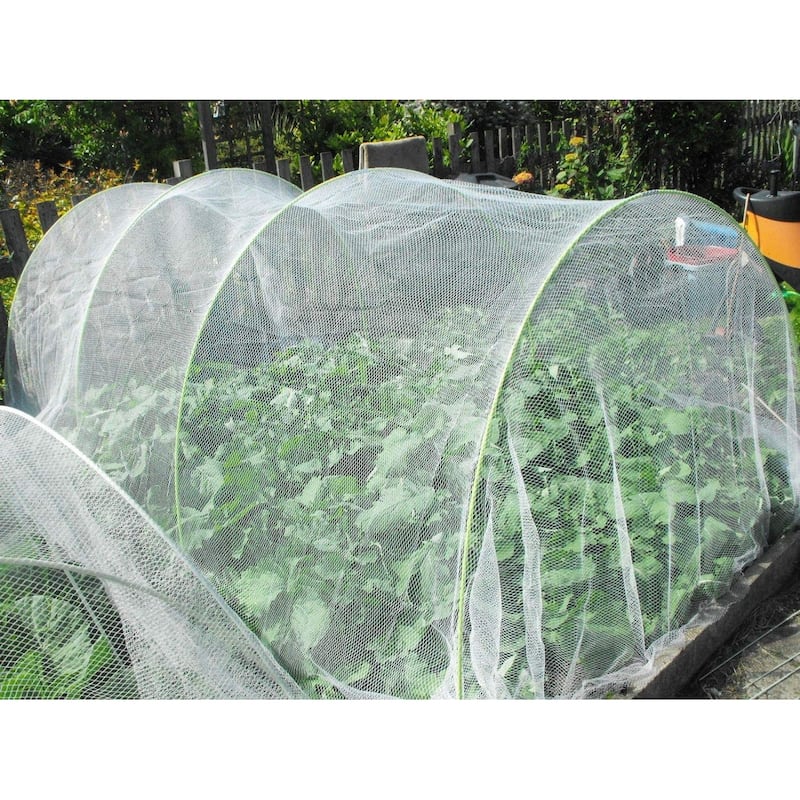 Agfabric Hail Netting 10 ft. x 50 ft. with Grommets, Bird Netting Protect Fruits and Plants from Hail Damage, White