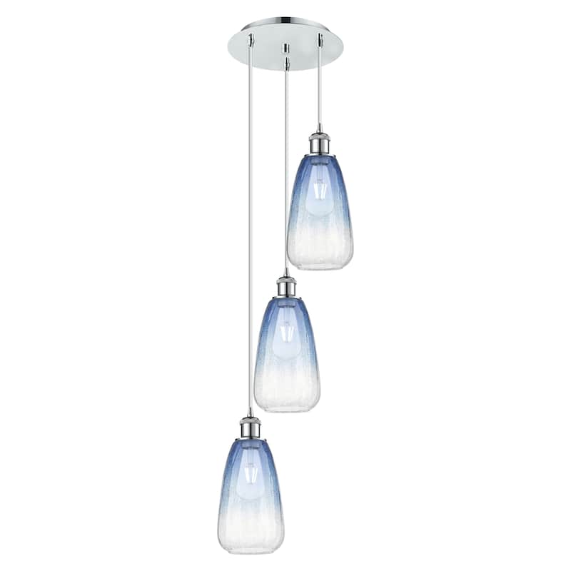 Innovations Lighting Endless Possibilities Ballston - Brookhaven Almond - 3 Light 13" Cord Hung Multi Pendant - Polished Chrome/Sapphire Blue