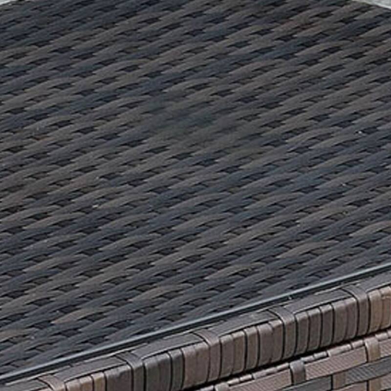 Rectangular Faux Rattan and Aluminum Coffee Table with Glass Top, Brown