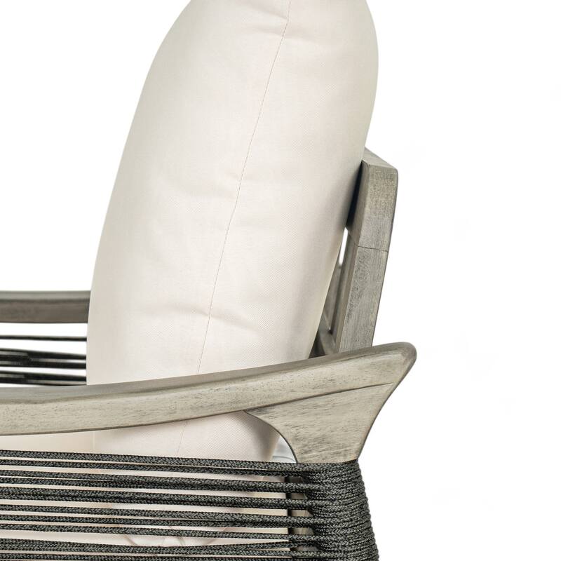 Christopher Knight Home - Riviera Acacia Wood Patio Club Chair with Woven Rope Accents