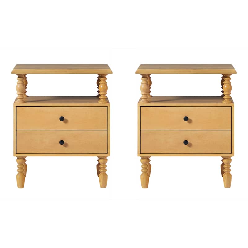 Walker Edison Easy Assembly Solid Wood 2-Drawer Nightstand (Set of 2)