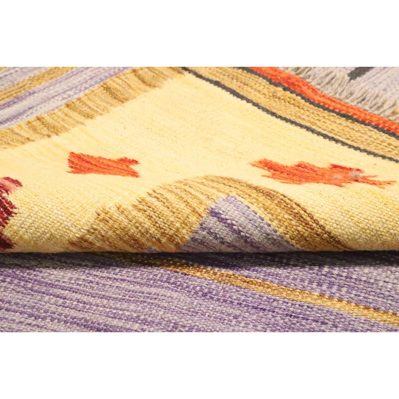 Hand Woven Oriental 100% Wool Carpet Southwestern Tribal Multi-Colored Kilim Area Rug - 9' 7'' X 6' 5''