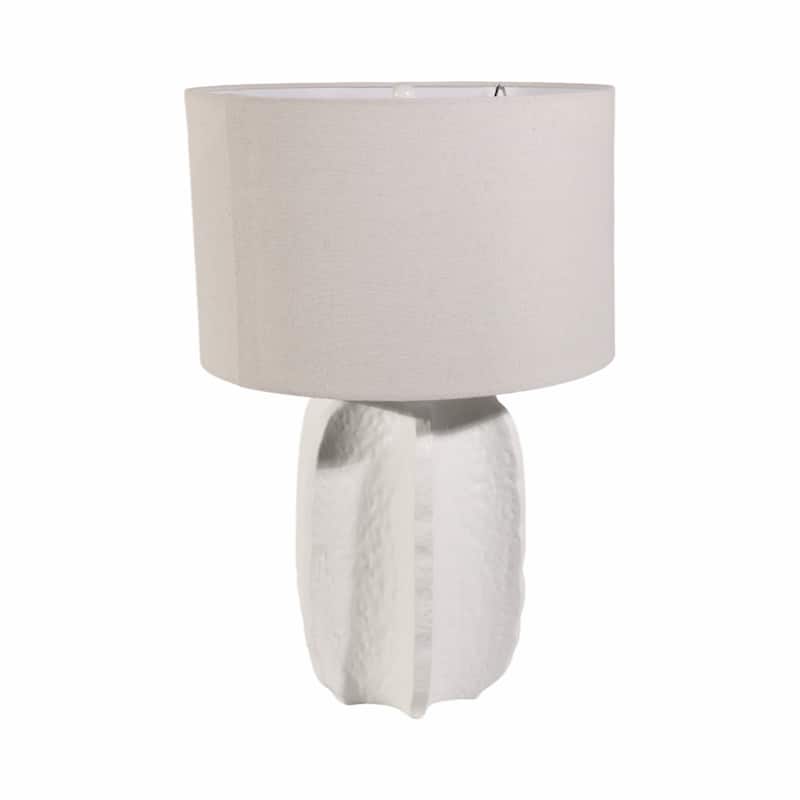 Artistic Oval Textured Resin Table Lamp with Linen Shade - 24"