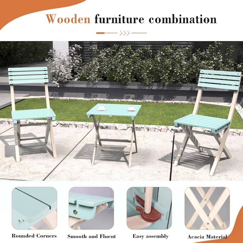 Modern Outdoor Acacia Wood Chair and Coffee Table for Patio