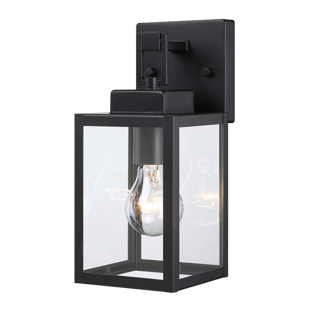 11"H 1-Light Matte Black Outdoor Wall Lantern Sconce (2-Pack)