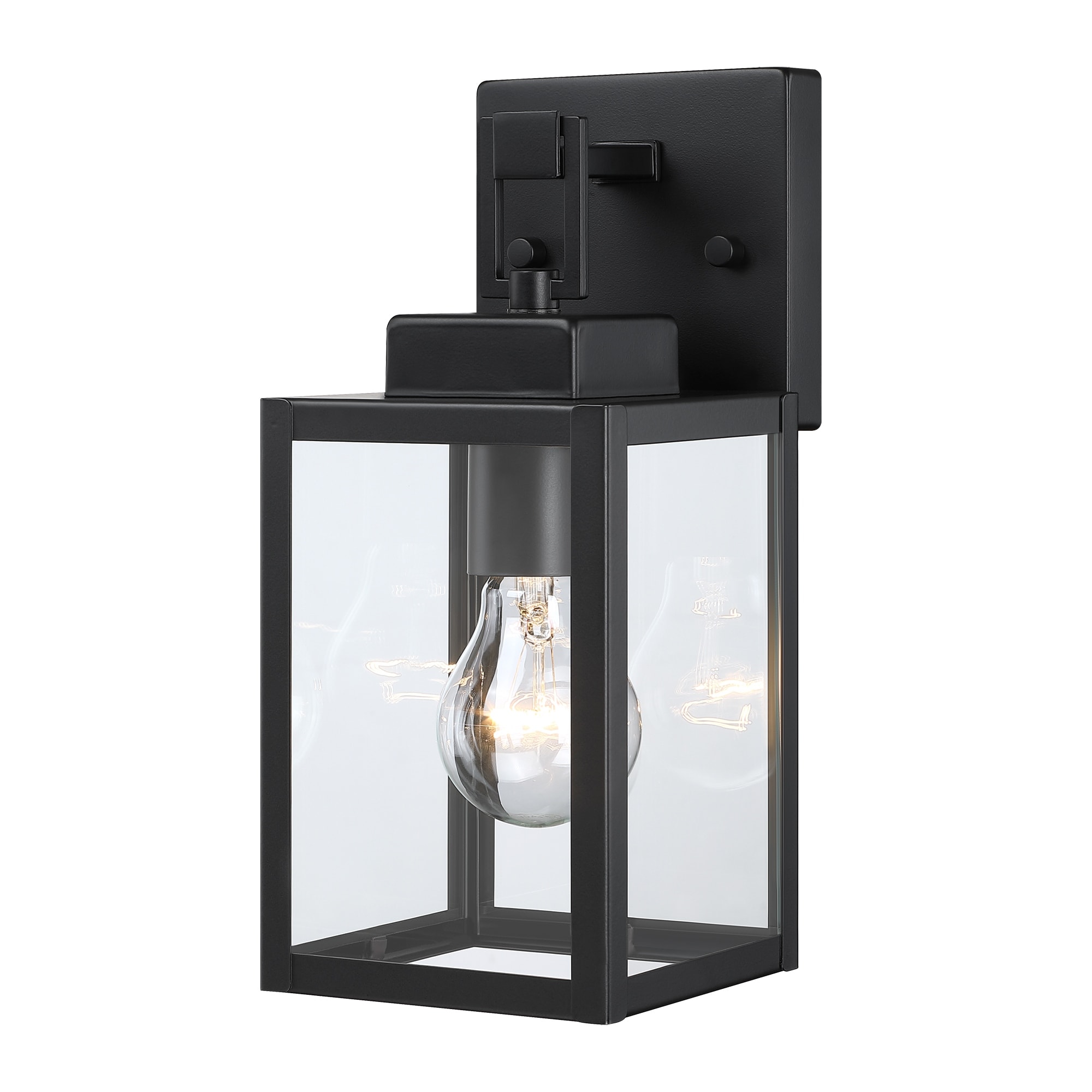11"H 1-Light Matte Black Outdoor Wall Lantern Sconce (2-Pack)