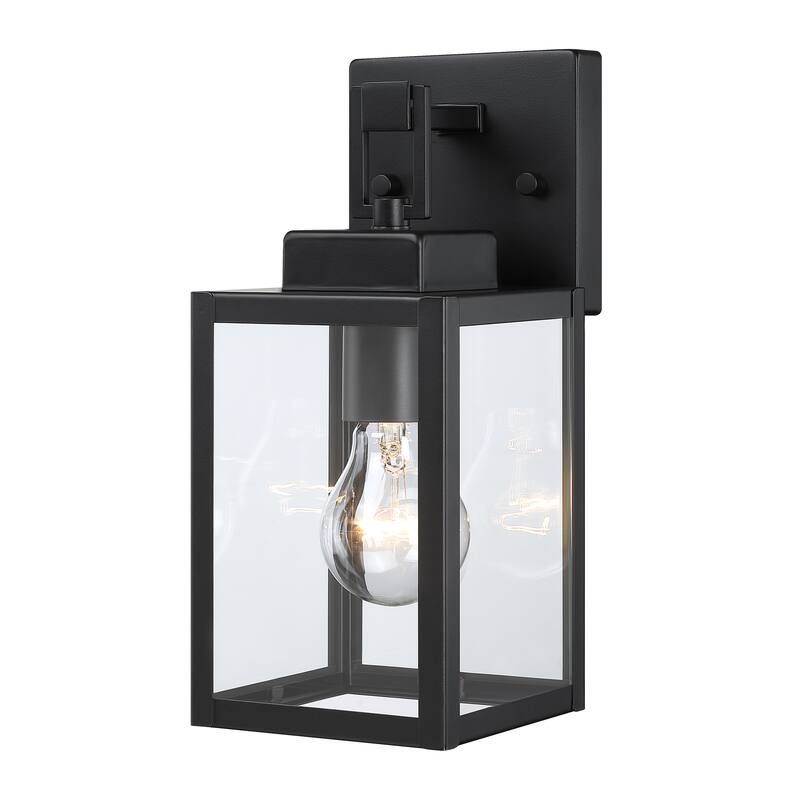 11"H 1-Light Matte Black Outdoor Wall Lantern Sconce (2-Pack)
