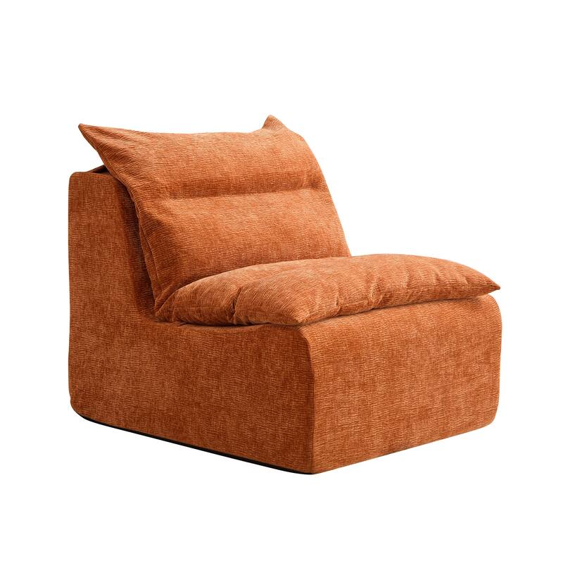 Accent Armless Chair Lazy Floor Seating, Single Chair Sofa Lounger Leisure Accent Single Couch with Backrest for Living