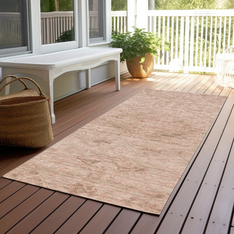 Machine Washable Indoor/ Outdoor Vintage Traditional Chantille Rug
