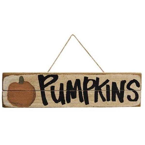 slide 1 of 1, Rustic Wood "Pumpkins" Sign with Jute Hanger - 3"H x 1"W x 12"L