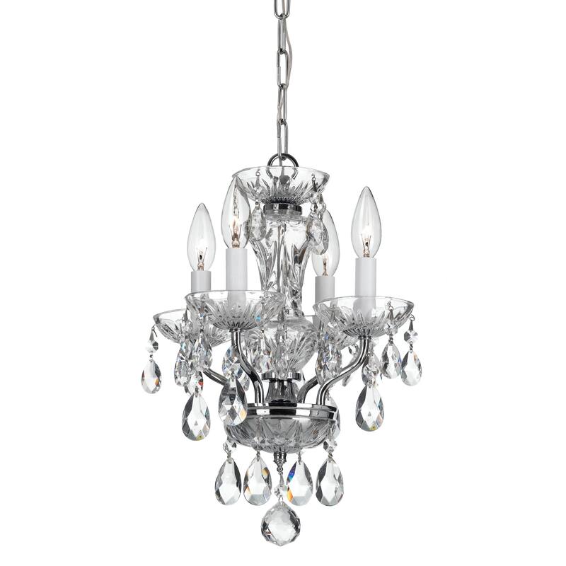 Traditional Crystal Swarovski Strass 4 Light Chrome Mini Chandelier - 11'' W x 15'' H - 11'' W x 15'' H