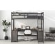 preview thumbnail 18 of 22, Full Size Loft kids Bed Frame with U-Shaped Desk, Storage Shelves, Cabinet & 2-Drawers, Safety Guardrails for Bedroom, White