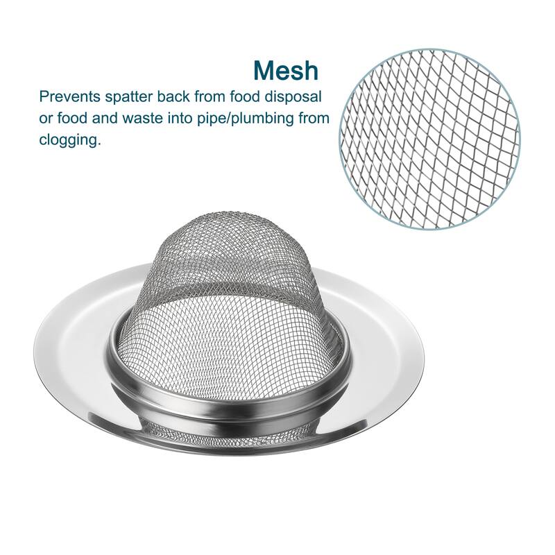 2Pcs Stainless Steel Kitchen Sink Strainer, Silver