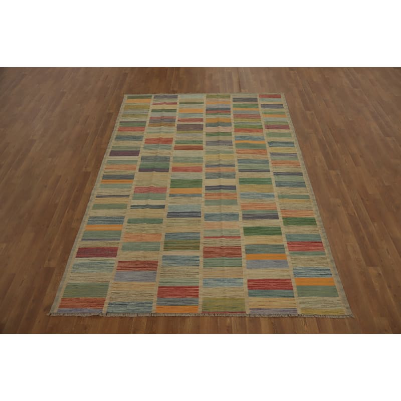 Hand Woven Southwestern Wool Multi-Colored Geometric Area Rug - 8' 10'' X 5' 11''