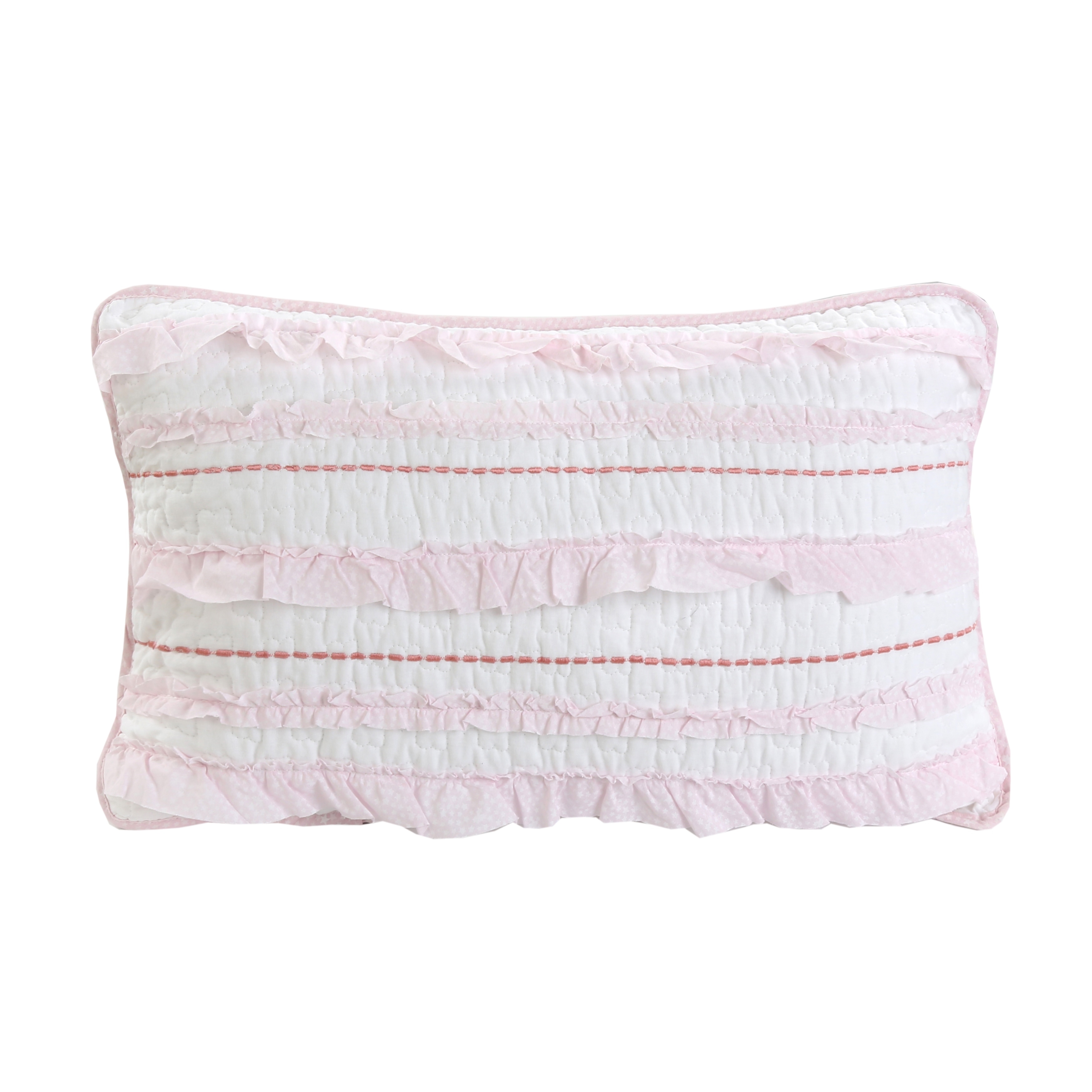 Pink and white striped pillow on sale