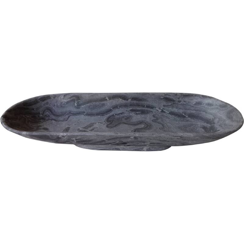 Artissance 27" Natural Marble Oval Bowl Light Grey - Gray