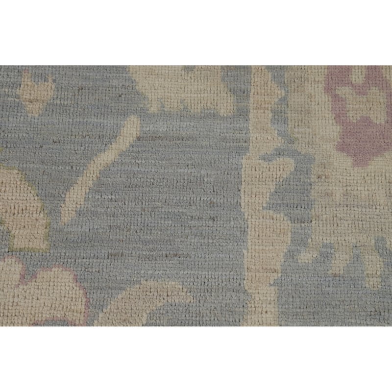 Hand Knotted Oriental 100% Wool Carpet Transitional All-Over Navy Blue & Blues Oushak Area Rug - 9' 9'' X 8' 0''