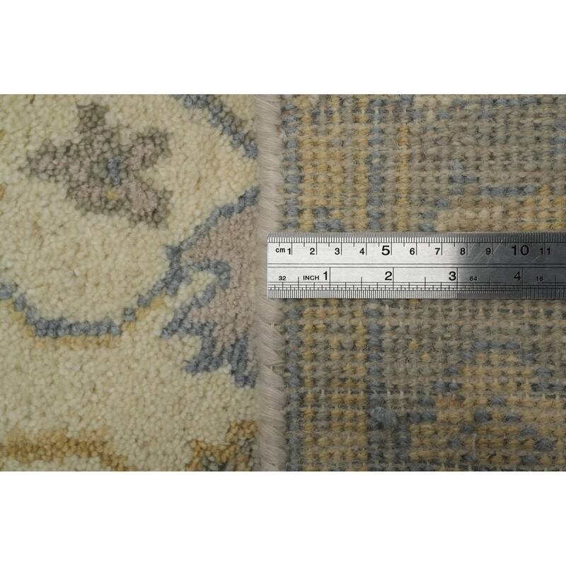 Handmade Floral Oushak Indian Accent Rug, Transitional Wool Carpet - 4' 11'' X 3' 0''