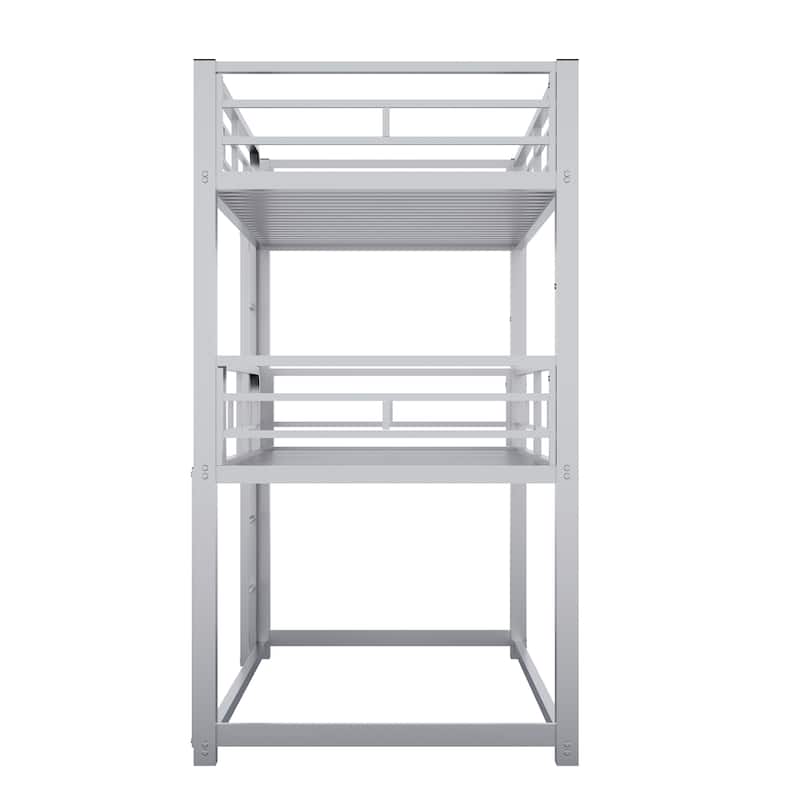 Metal Twin Size Triple Bunk Bed with Safety Guardrail and Ladder, Metal Bunk Bed Frame, No Box Spring Needed for Kids