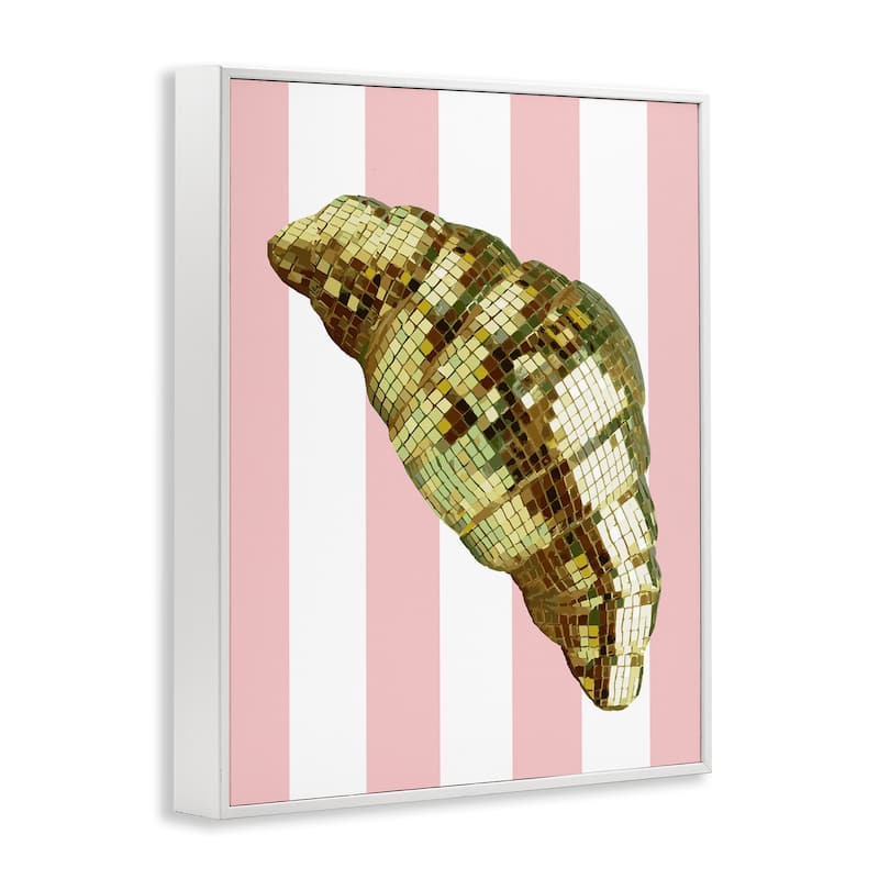 Stupell Disco Croissant & Pink Stripes Framed Giclee Art Design By Lil' Rue