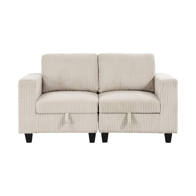Kenlis Corduroy Living Room Loveseat with Storage