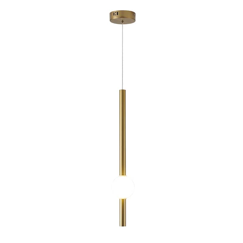 1-Light Gold LED Pendant With A White Acrylic Shade