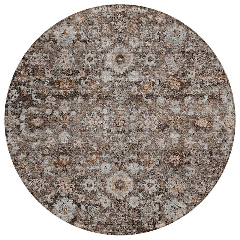 Machine Washable Indoor/ Outdoor Chantille Traditional Vintage Floral Rug