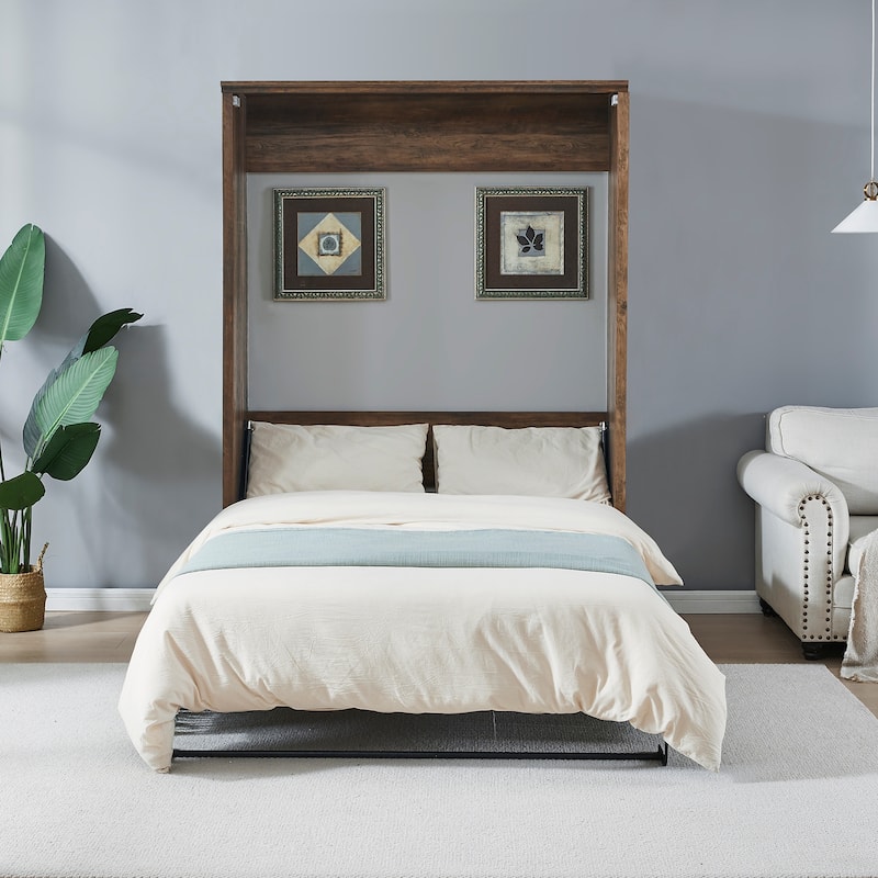 Full/Queen Hidden Murphy Bed Cabinet, Space-Saving Wooden Wall Bed Perfect for Guest Room, for Bed Room, Guest Room, Home Office