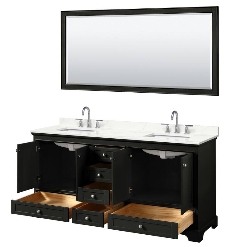 Deborah 72-inch Double Vanity, Quartz Top, 70-inch Mirror