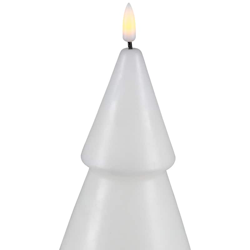 LED Flameless Flickering Christmas Tree Wax Candles - 10.5" - White - Set of 2