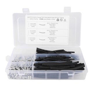 380pcs Non-Insulated Butt Splice Connectors Heat Shrink Tubing Kit for Boat Car
