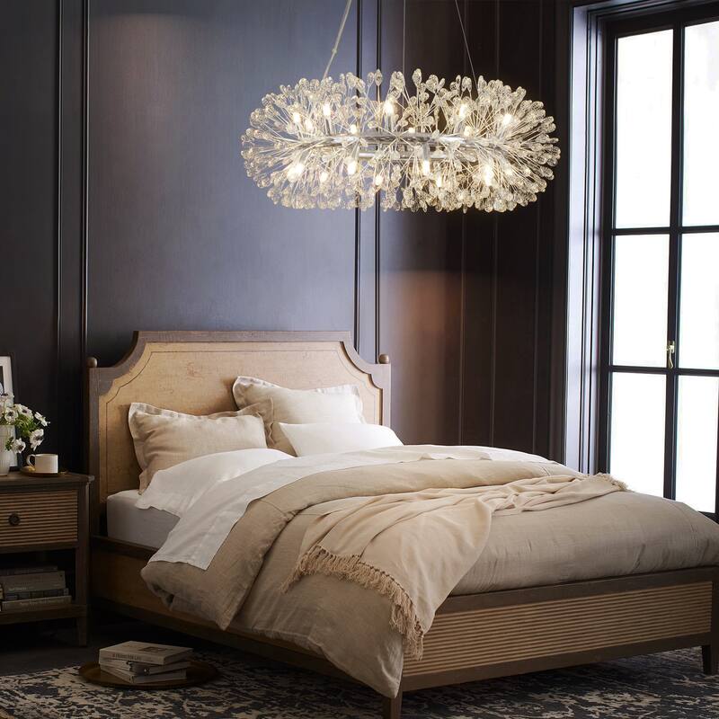 20-Light Modern Glam Wheel Round Starburst Firework Crystal Chandelier for Dining Room