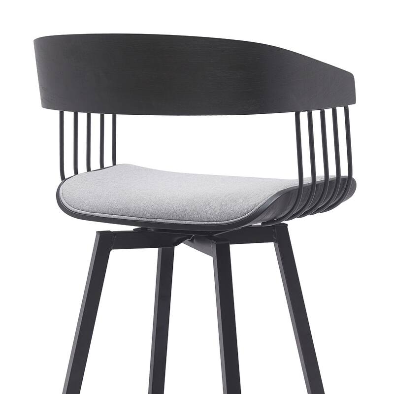 Modern Swivel Bucket Seat Bar Stool with Footrest and Armsrest Metal Frame for Kitchen Island
