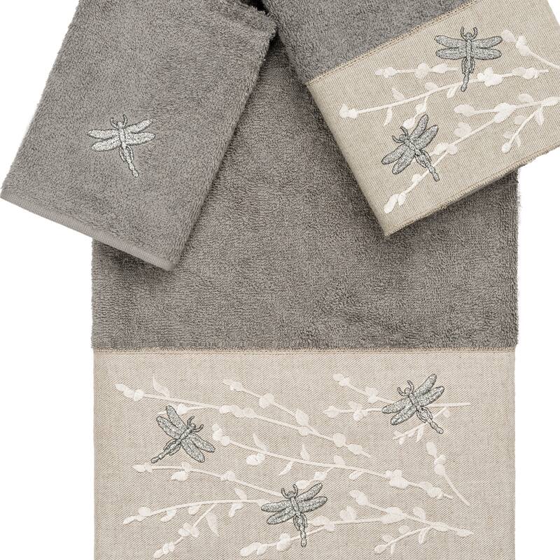 Authentic Hotel and Spa 100% Turkish Cotton Braelyn 3PC Embellished Towel Set