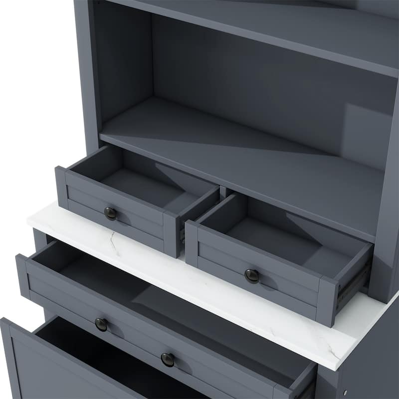 83.7 Inch Tall Kitchen Pantry, Kitchen Hutch, Display Cupboard Cabinet
