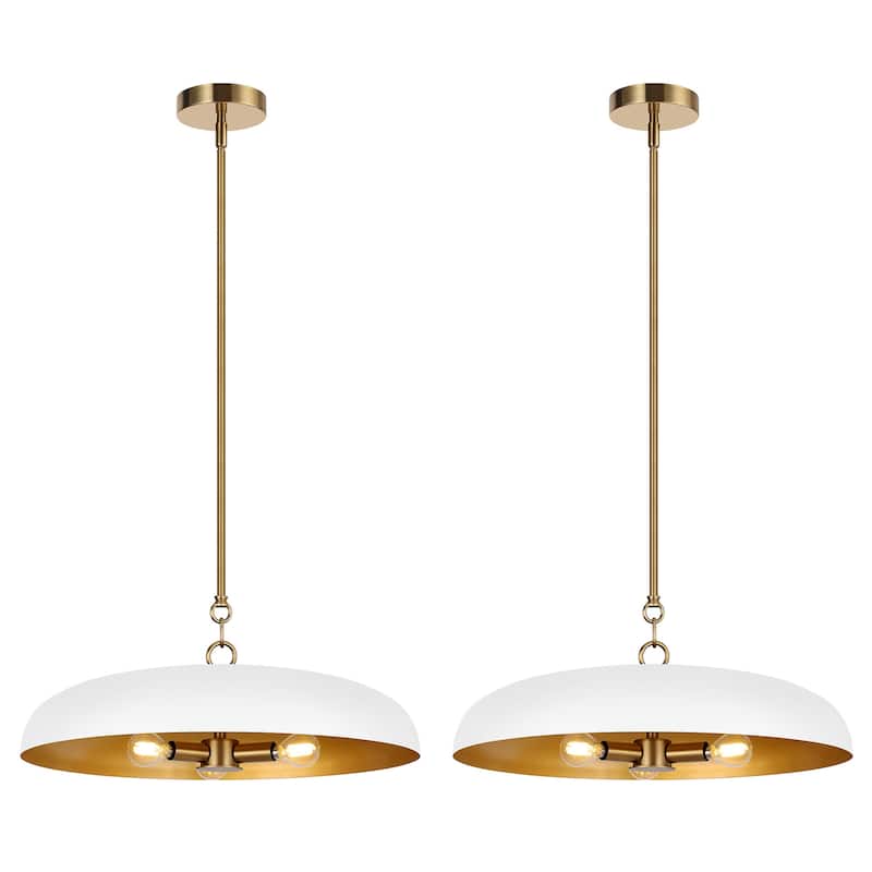 LamQee 20" Pendant Light Metal Dome Ceiling Hanging Chandelier - 19.7 inch - 2Pack/Matte White