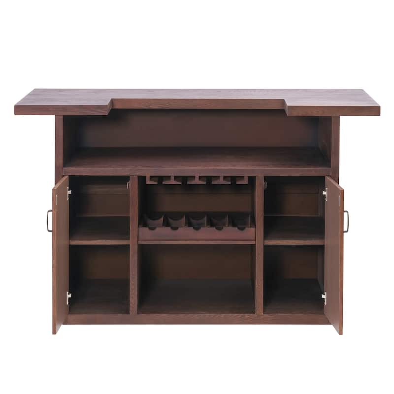 Christopher Knight Home - Barrington Rustic Bar Table Cabinet with Open Upper Shelf, Wine Rack & Glass Storage, Functional Use