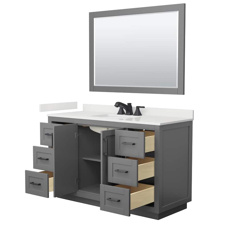 Miranda 54-inch Single Vanity, Quartz Top, 46-inch Mirror